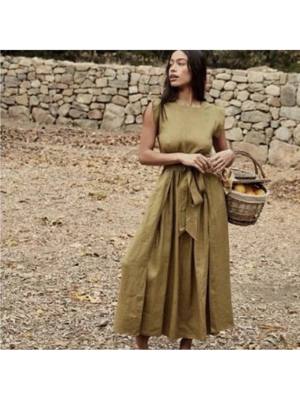 DOEN Pacifica Linen Wrap Belted Maxi Dress XS